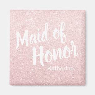 Elegant pretty rose gold glitter maid of honor magnet
