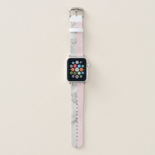 Elegant pretty rose gold glitter  white marble apple watch band