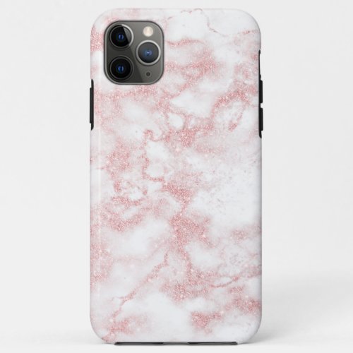 Elegant pretty rose gold glitter white marble iPhone 11 pro max case