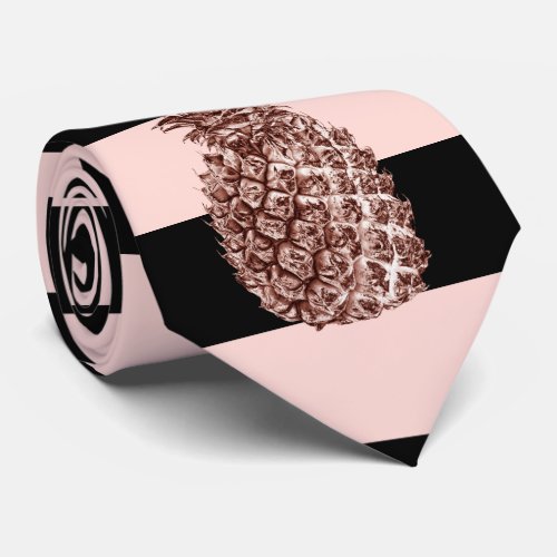 Elegant pretty rose gold pineapple  pink stripe neck tie