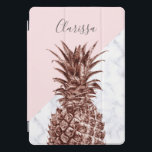 Elegant pretty rose gold pineapple white marble iPad pro cover<br><div class="desc">Modern and cute faux rose gold pineapple,  blush pink and white marble color block.</div>