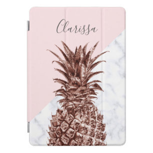 Elegant pretty rose gold pineapple white marble iPad pro cover