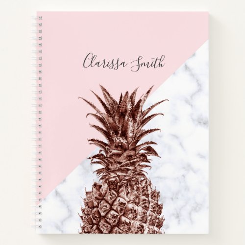 Elegant pretty rose gold pineapple white marble notebook