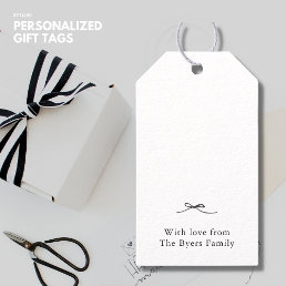 Elegant Pretty Simple Black Bow Monogram Gift Tags