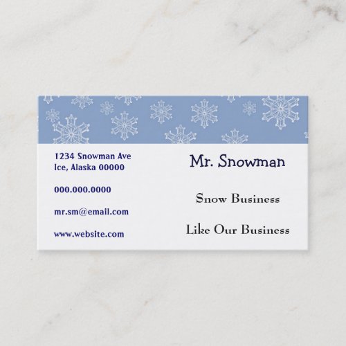 Elegant Pretty Snowflakes Ice Winter Weather Business Card