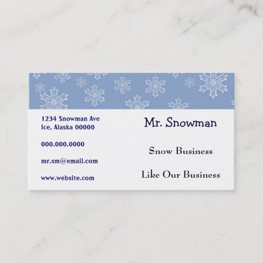 Customizable Elegant Pretty Snowflakes Ice Winter Weather Business Card