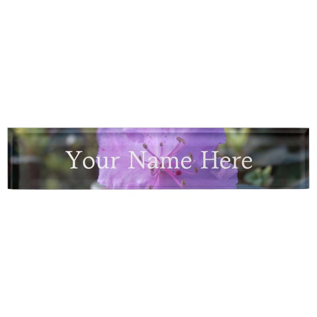 elegant, pretty spring purple azalea flowers. desk name plate (Front)
