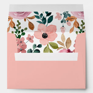 Elegant Pretty Watercolor Colorful Flowers Pink Envelope