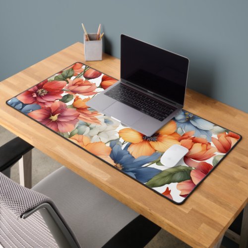 Elegant pretty watercolor floral  desk mat