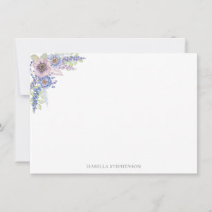 Elegant Pretty Watercolor Floral Personalized Note Card