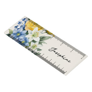 Elegant Pretty Watercolor Floral Personalized Ruler