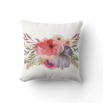 Elegant Pretty Watercolor Florals Mother's Day  Throw Pillow