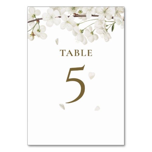 Elegant Pretty White Blossom Floral Table Number