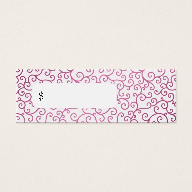 Elegant Price Tag Modern Swirls Pink (Front)