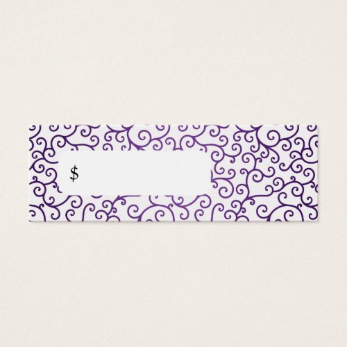 Elegant Price Tag Modern Swirls Purple Business Card