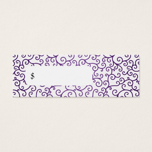 Elegant Price Tag Modern Swirls Purple (Front)