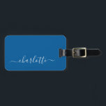 Elegant Primary Blue Script Name Personalized Luggage Tag<br><div class="desc">Elegant Primary Blue  Script Name Personalized Luggage Tag</div>
