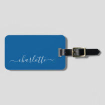 Elegant Primary Blue Script Name Personalized Luggage Tag