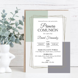 Elegant Primera Comunion Catholic First Communion Invitation