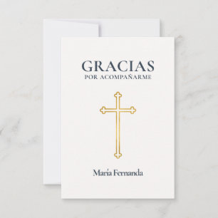 Elegant Primera Comunión Cruz de Oro Thank You Card