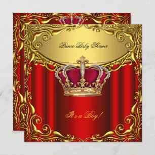 Elegant Prince Baby Shower Regal Red Gold Boy Invitation