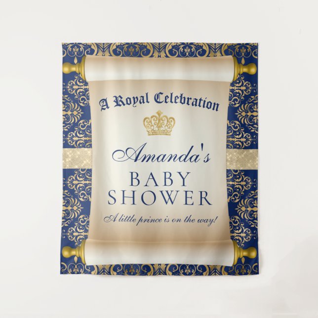 Elegant Prince Baby Shower Vertical Backdrop (Front)