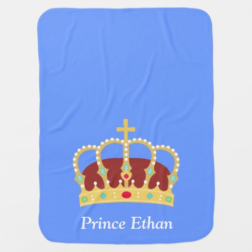 Elegant Prince Crown with Jewels for Baby Boys Stroller Blanket