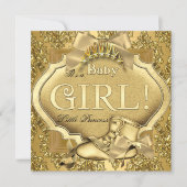 Elegant Princess Baby Shower Baby Girl Gold Golden Invitation (Front)
