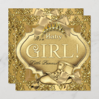Elegant Princess Baby Shower Baby Girl Gold Golden Invitation