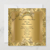 Elegant Princess Baby Shower Baby Girl Gold Golden Invitation (Back)