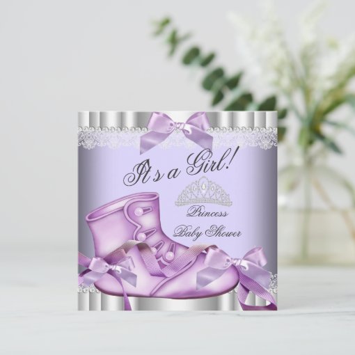 Elegant Princess Baby Shower Girl Lavender lace Invitation Zazzle
