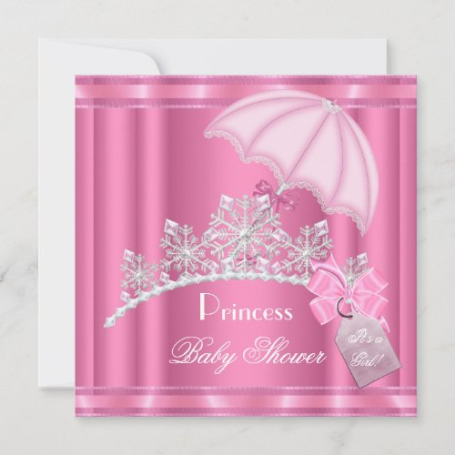 Elegant Princess Baby Shower Girl Pink Tiara Personalized Invitation