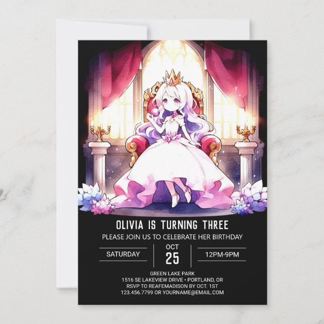 Elegant Princess Birthday Invitation (Front)