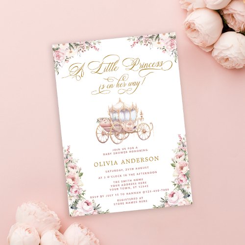 Elegant Princess Blush Pink Baby Shower Invitation