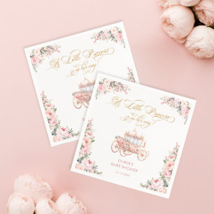 Elegant Princess Blush Pink Floral Baby Shower Napkins