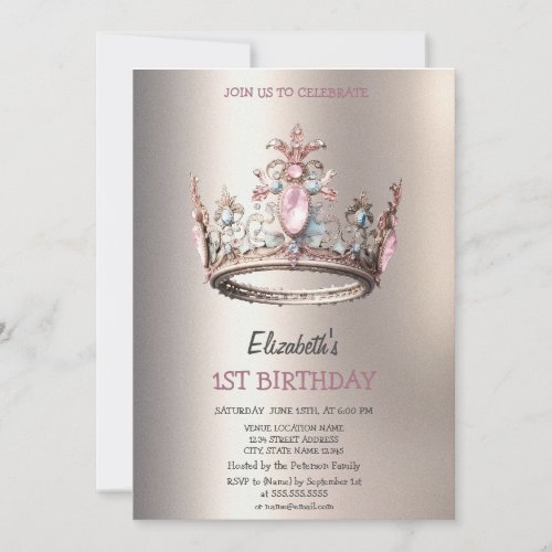 Elegant Princess Crown Castle  Birthday  Invitation