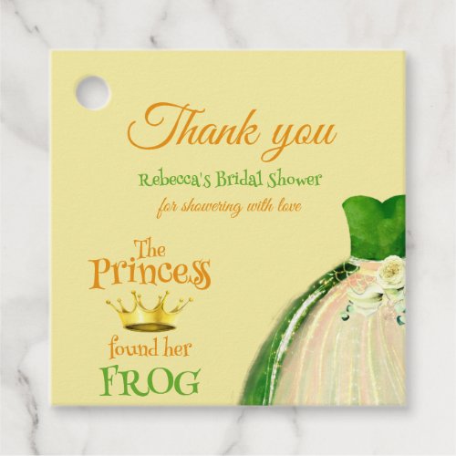 Elegant Princess Frog Bridal Shower Thank you Favor Tags
