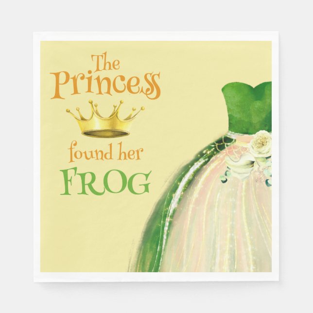 Elegant Princess Frog Bridal Shower Thank you Napkins (Front)