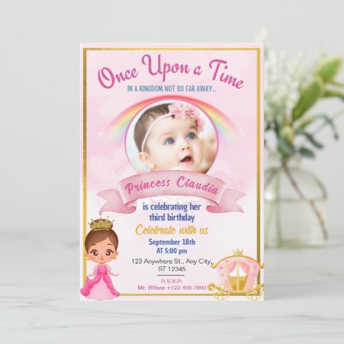 Elegant Princess  photo Birthday Invitation 