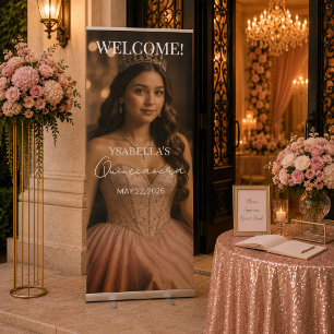 Elegant Princess Quinceañera Welcome Banner