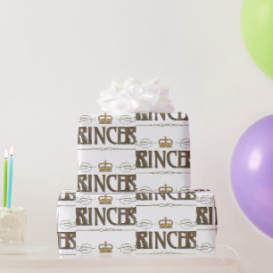 Elegant PRINCESS Royalty Lettering Crown Wrapping Paper