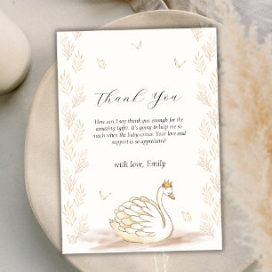 Elegant Princess Swan Butterfly Baby Shower  Thank You Card