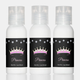 Elegant princess tiara & diamonds on black hand lotion