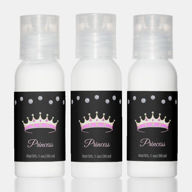 Elegant princess tiara & diamonds on black hand lotion (Set)