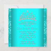 Elegant Princess Tiara Teal Blue Quinceanera Invitation (Back)