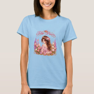 Elegant Princess Watercolor Floral Illustration    T-Shirt