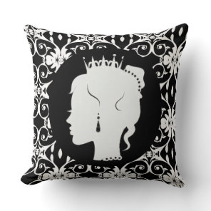 Elegant Princess White Silhouette Throw Pillow