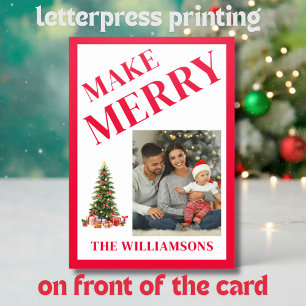 ELEGANT PRINT FAMILY PHOTOS CHRISTMAS LETTERPRESS PHOTO CARDS