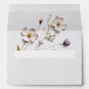 Elegant Print Pressed Pastel Boho Flowers Wedding Envelope