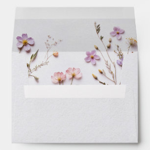 Elegant Print Pressed Pastel Boho Flowers Wedding Envelope